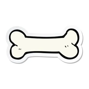 Sticker of a cartoon bone Stock Illustration