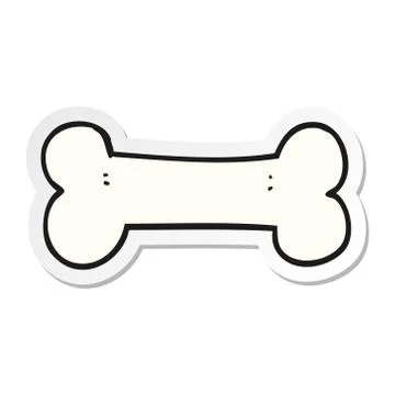 Sticker of a cartoon bone Stock Illustration