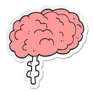 Sticker of a cartoon brain Stock Illustration