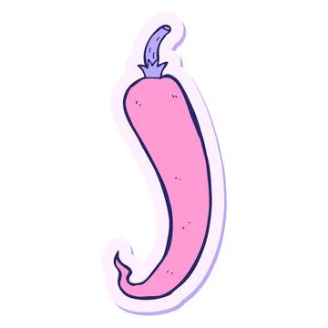 Sticker of a cartoon chilli pepper in bright neon color Stock Illustration