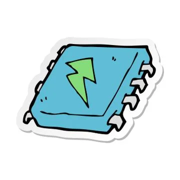 Sticker of a cartoon computer chip Stockillustratie