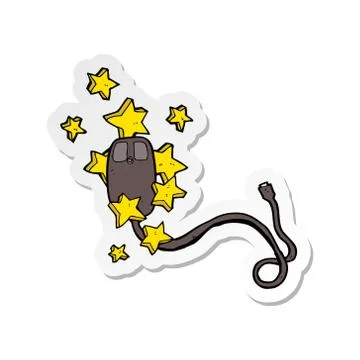 Sticker of a cartoon computer mouse Stock Illustration