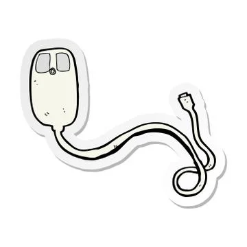 Sticker of a cartoon computer mouse Stock Illustration