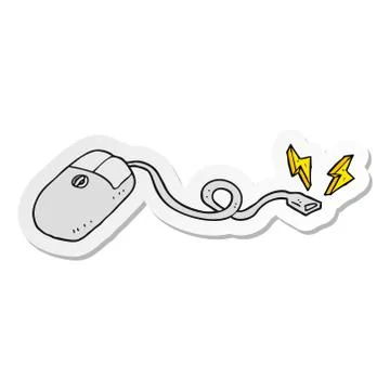Sticker of a cartoon computer mouse Stock Illustration