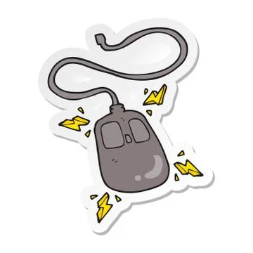 Sticker of a cartoon computer mouse Stock Illustration
