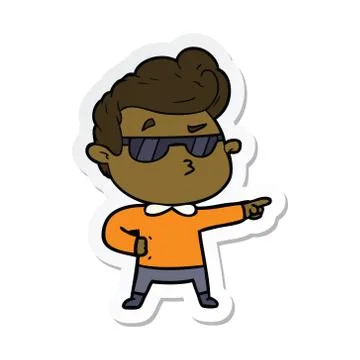 Sticker of a cartoon cool guy Stock Illustration