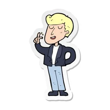 Sticker of a cartoon cool guy snapping fingers Illustrazione stock