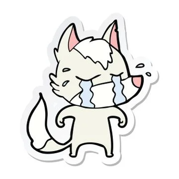 Sticker of a cartoon crying wolf Stock Illustration