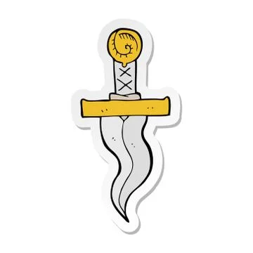 Sticker of a cartoon dagger Stock Illustration