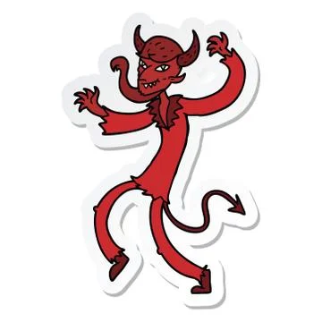 Sticker of a cartoon dancing devil Stock Illustration