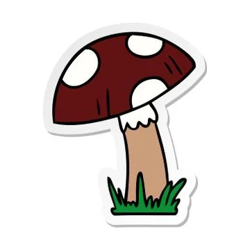 Sticker cartoon doodle of a toad stool Stock Illustration