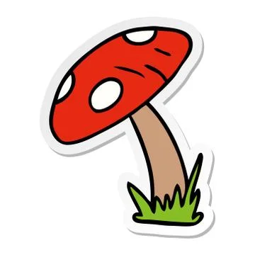 Sticker cartoon doodle of a toad stool Illustrazione stock