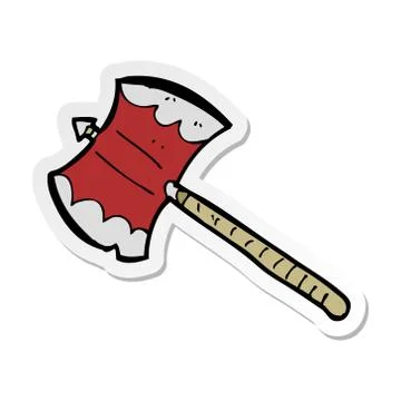 Sticker of a cartoon double sided axe Stock Illustration
