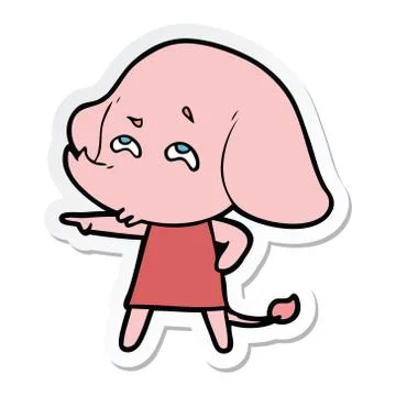 Sticker of a cartoon elephant remembering Stock Illustration