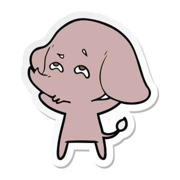 Sticker of a cartoon elephant remembering Stock Illustration