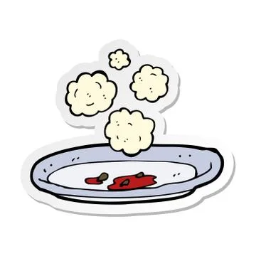 Sticker of a cartoon empty plate Stock Illustration