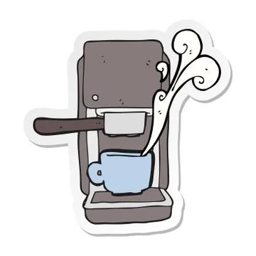 Sticker of a cartoon espresso maker Stock Illustration