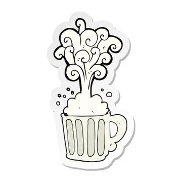 Sticker of a cartoon exploding beer Illustrazione stock