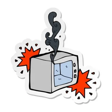 Sticker of a cartoon exploding microwave 스톡 일러스트