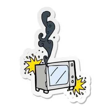 Sticker of a cartoon exploding microwave イラスト素材