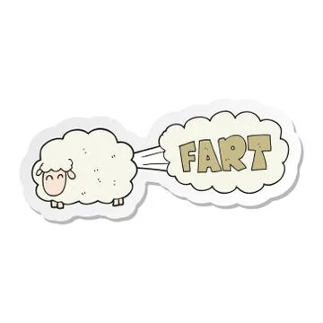 Sticker of a cartoon farting sheep Stock Illustration