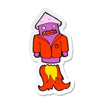 Sticker of a cartoon firework in business suit Stock Illustration