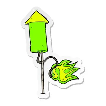 Sticker of a cartoon firework Stock Illustration