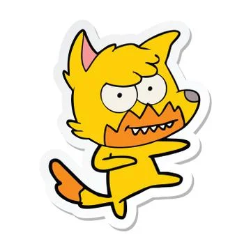 Sticker of a cartoon fox Stock Illustration