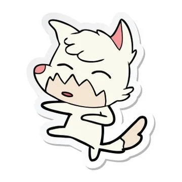 Sticker of a cartoon fox Stock Illustration
