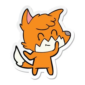 Sticker of a cartoon friendly fox Stock Illustration