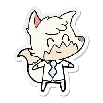Sticker of a cartoon friendly fox Stock Illustration