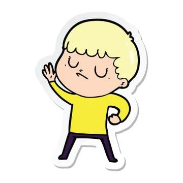 Sticker of a cartoon grumpy boy 스톡 일러스트