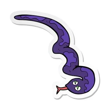 Sticker of a cartoon hissing snake Stock Illustration