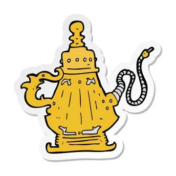 Sticker of a cartoon hookah Illustrazione stock