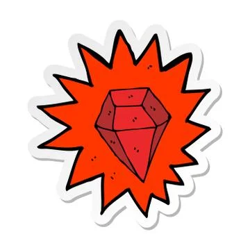 Sticker of a cartoon huge ruby Stock Illustration