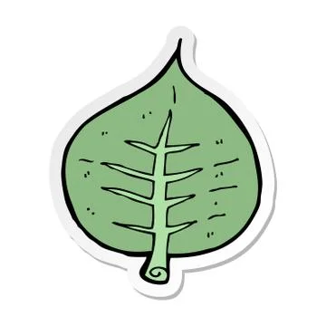 Sticker of a cartoon leaf Illustrazione stock