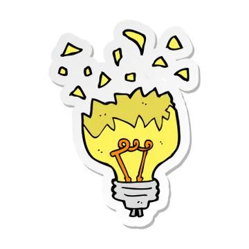 Sticker of a cartoon light bulb exploding Stock Illustration