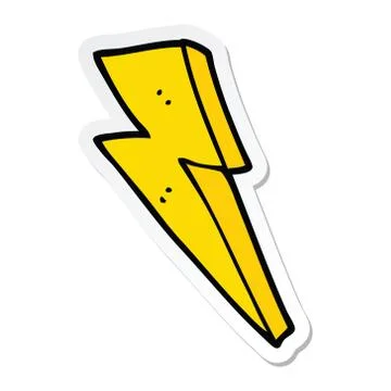 Sticker of a cartoon lightning bolt Stock Illustration