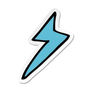 Sticker of a cartoon lightning bolt symbol Stock Illustration