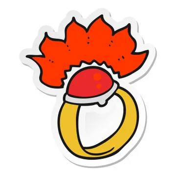 Sticker of a cartoon magic ruby ring Stock Illustration
