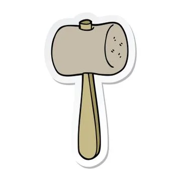 Sticker of a cartoon mallet Stock Illustration