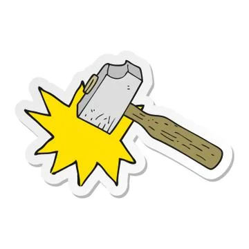 Sticker of a cartoon mallet Stock Illustration