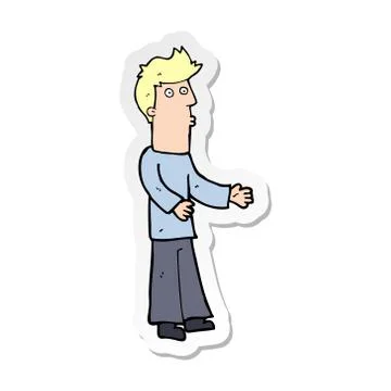 Sticker of a cartoon man explaining Illustrazione stock