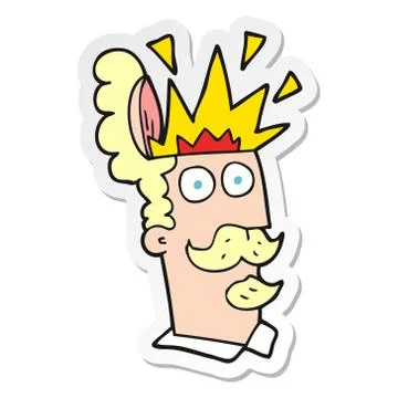 Sticker of a cartoon man with exploding head Stock Illustration
