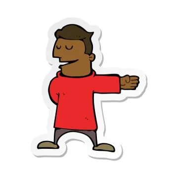 Sticker of a cartoon man gesturing direction Stock Illustration