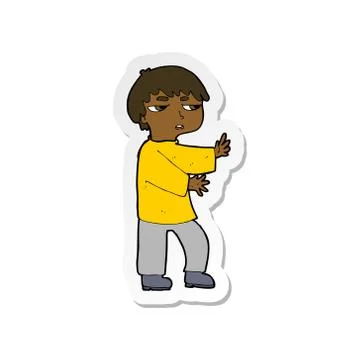 Sticker of a cartoon man gesturing Stock Illustration