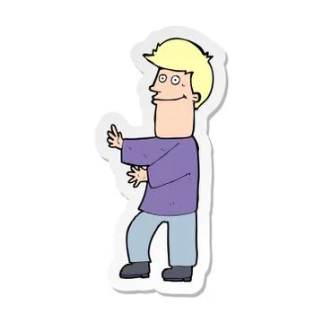 Sticker of a cartoon man gesturing Stock Illustration