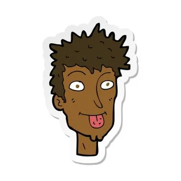Sticker of a cartoon man sticking out tongue Stock Illustration