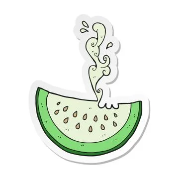 Sticker of a cartoon melon slice Stock Illustration