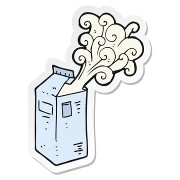Sticker of a cartoon milk carton exploding 스톡 일러스트